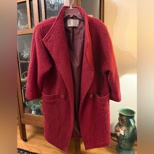 Hilda LTD Vintage 1970s Pink Wool Coat Icelandic Lined Ladies Size Small.